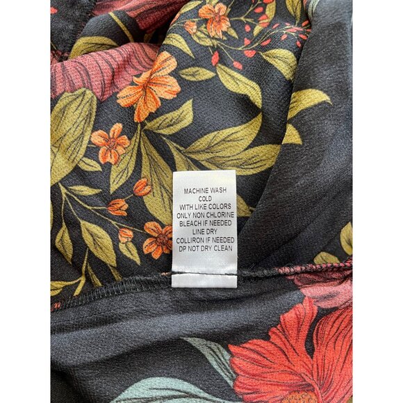 Midnight Bloom Maxi Dress Sz S Floral Deep V Neck Side Slit Boho Chic Summer NWT - Picture 13 of 16